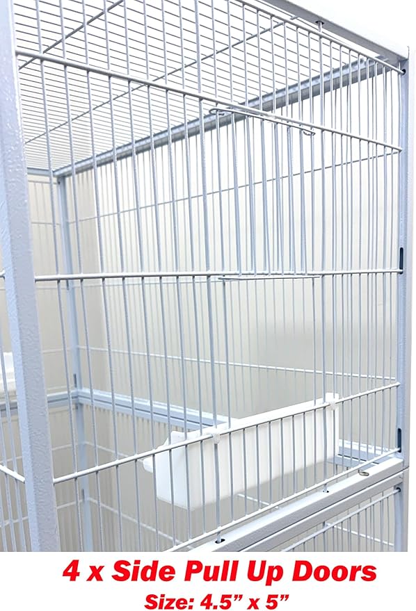 Extra Large Sturdy Wrought Iron Breeding Flights Canary Parakeet Cockatiel African Grey Lovebird Finches Parrot Home Cage Double Large Front Doors 4 Side Doors Bottom Storage Shelf On Lockable Wheels