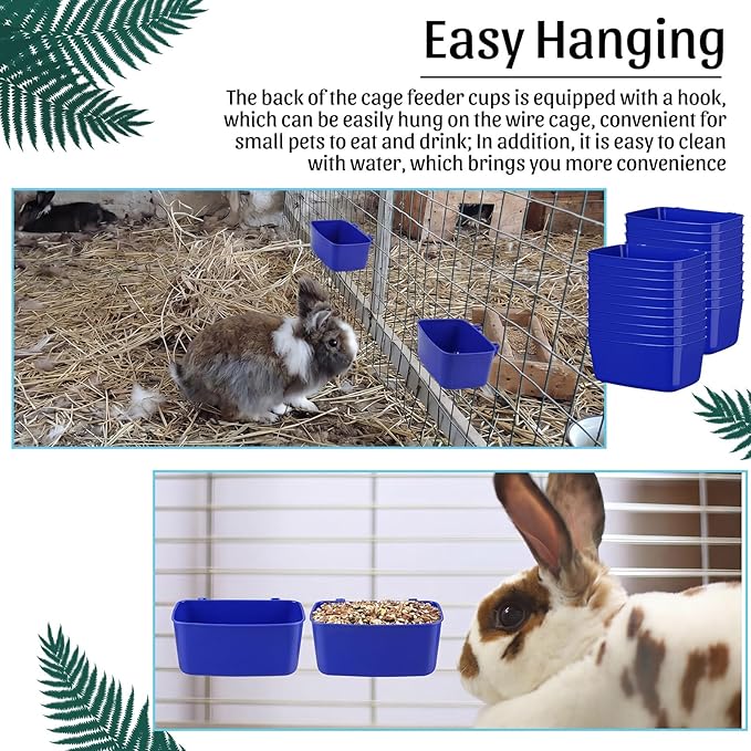 Zhehao 20 Pcs Bird Cage Cups Chicken Feeder Waterer Cups 18 oz Pigeon Feeder Plastic Poultry Wire Cage Hanging Chicken Water Bowl for Pet Bunny Gamefowl Poultry (Dark Blue)