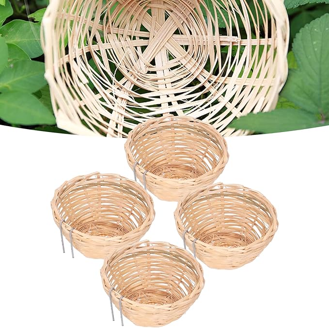 TOPINCN 4pcs, Handmade Weaving Breeding Resting Bird House with Hook Decoration for Parrots Canary
