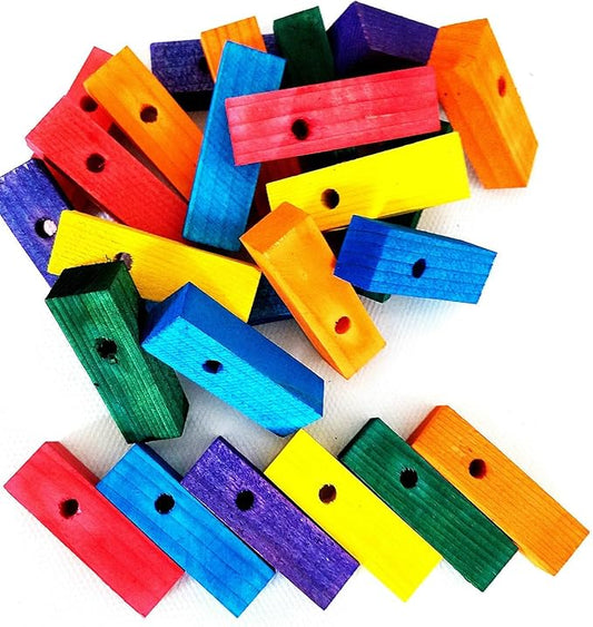 Wood Wooden 50 Blocks Bird Parrot Cage Parts for Bird Toys Multi Colors