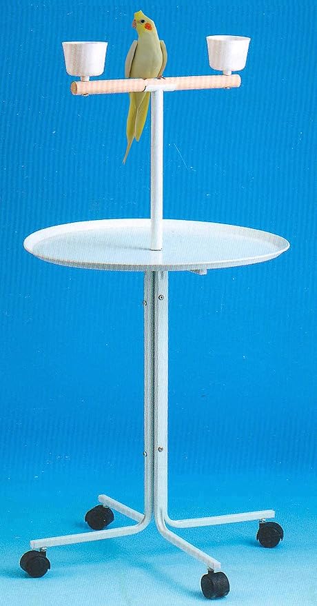 Large 49" Metal Base Parrot Bird Cage Amazon African Grey Macaw Cockatoo Play Metal Stand (White)