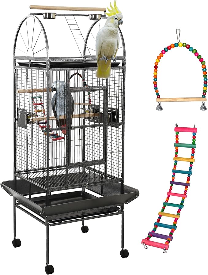 68'' Large Parrot Cage, Large Bird Cages for Parrots,Conure Cage for Birds, Cockatiel Cage with Play Top,Feeders,Slide-Out Tray,Seed Catcher,Birdcage Toys for Cockatoo,African Grey,Lovebird