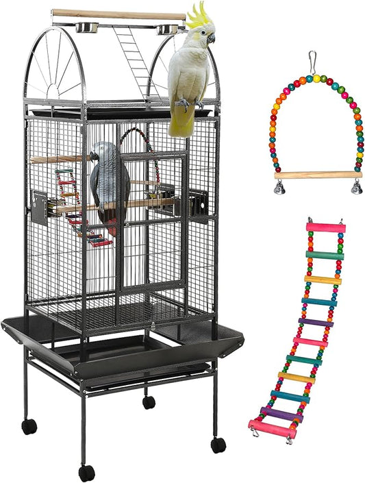 68'' Large Parrot Cage, Large Bird Cages for Parrots,Conure Cage for Birds, Cockatiel Cage with Play Top,Feeders,Slide-Out Tray,Seed Catcher,Birdcage Toys for Cockatoo,African Grey,Lovebird