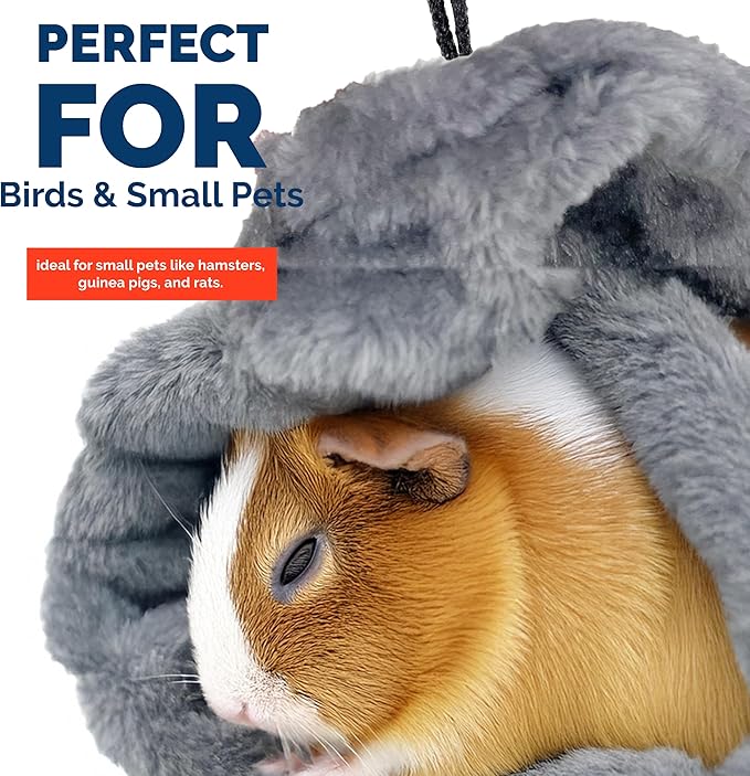 Bird Corner Fleece Blanket – Soft Cozy Cage Liner for Parrots, Conures, Cockatiels & Small Birds – 6-Inch Gray Hammock Snuggle Hut – Winter Warm Bird Cage Accessory (Medium)