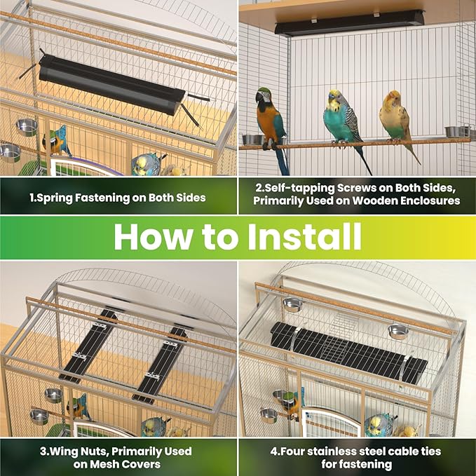 UVB 2.4 Bird Cage Light, Full Spectrum Light for Birds, Dimmable LED Bird Light Fixture with Chew-Proof Cord, Plug and Controller, Bird Cage Accessories for Captive Birds Parrots
