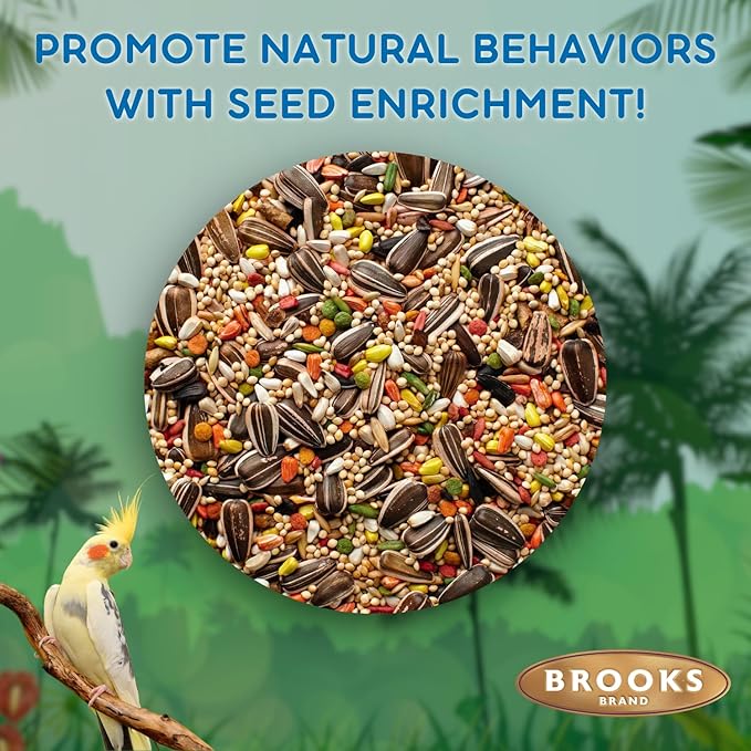 Brooks Brand Grains Plus Cockatiel Blend, Bird Food Cockatiel Bird Seed Mix, Alimento para Pajaritos, 7 lb Jug