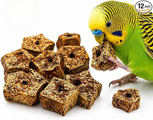 Bonka Bird Toys 3893 Natural Mahogany Sliced Pods Chew Toys, Pack of 12, Durable Bird-Safe Foot Toys, Pre-Drilled for Parrots, Cockatiels, and Small to Medium-Sized Birds, Cage Accessories