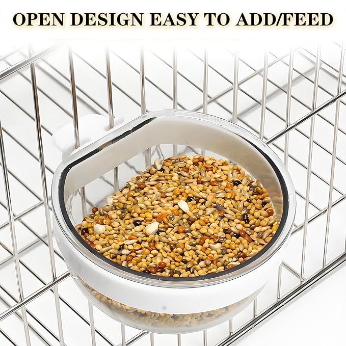 6PCS Small Bird Removable Transparent Bowl Parrot Food Feeder Hanging Seed Water Feeder Seed Water Feeders for Birds Such As Canaries and Parrots (with 6 Small Food Cups)