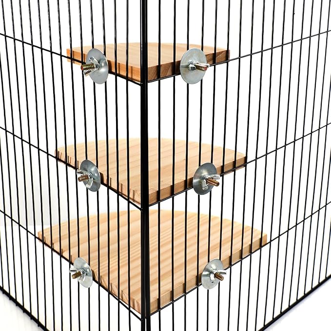 Wettarn 6 Pcs Bird Perch Platform Bird Corner Parrot Perch Corner Wooden Stand Sector Playground Cage Accessories Shelf for Parakeet Conure Cockatiel Budgie Gerbil Rat (Assorted Sizes,Platform)
