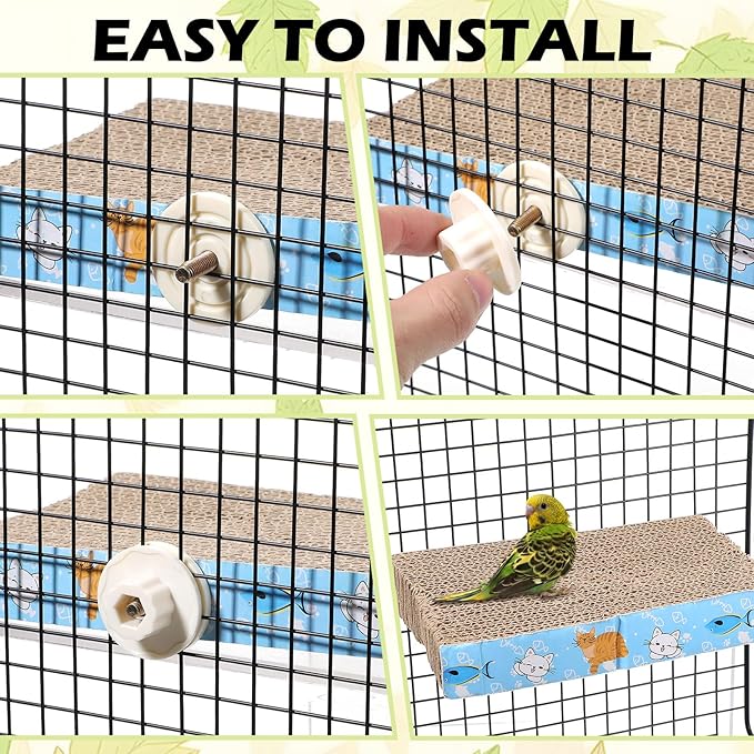 COMNICO 2 PCS Bird Chew Toy Parrot Cage Perch Cardboard Platform Bird Paw Grinding Stand for Cage Birds Resting Platform Stand Parrot Playground Exercise Toys ParakeetsCage Accessories (Size M