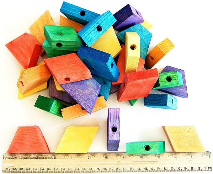 PRAKSHI 36 Wooden Blocks Parrot Bird Parts cage Toy African Grey Cockatoo c