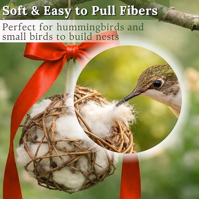 Hummingbird Nesters - Bird Nesting Material Holder for Wild Birds - Humming Bird House Materials Gifts for Bird Watching Nature Lovers - Refillable Outdoor Nesting Station to Build a Nest
