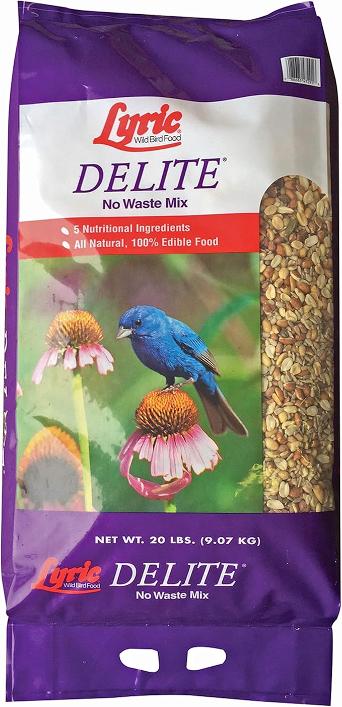 Lyric Delite Wild Bird Seed + Morning Song Clean & Free Shell Free Wild Bird Food Bundle - 20 lbs No Waste Bird Food Mix