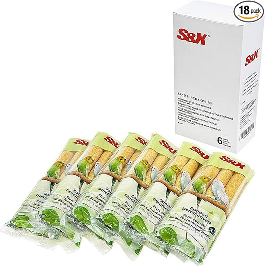 S&X 18-Pack Large Perch Covers for Parakeets, Lovebirds, Parrotlets, Finches, Canaries, Sand Perch Covers, 3/4" Diameter X 9" Long