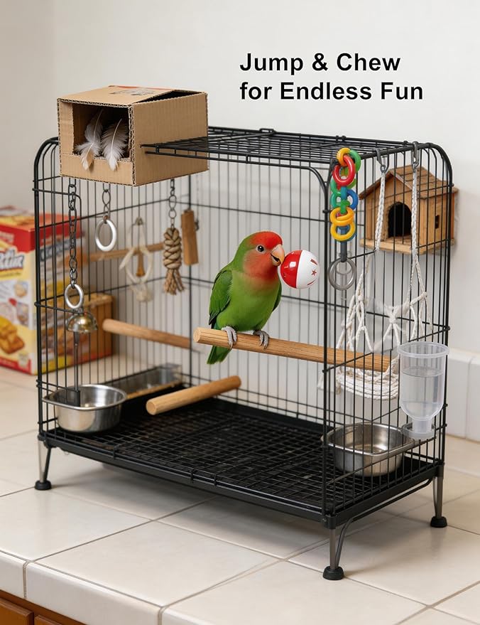 12 Pack Bird Toys, Interactive Bell Rattles and Bite Resistant Toys for Parrots, Parakeets and Small Birds
