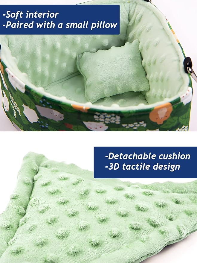 All Season Bird Nest Bed, Small Animal Hammock,Hanging Bird House,Snuggle Hut for Parakeets Budgies Caique Conures Cockatiels Rats Rabbits (Green, M)