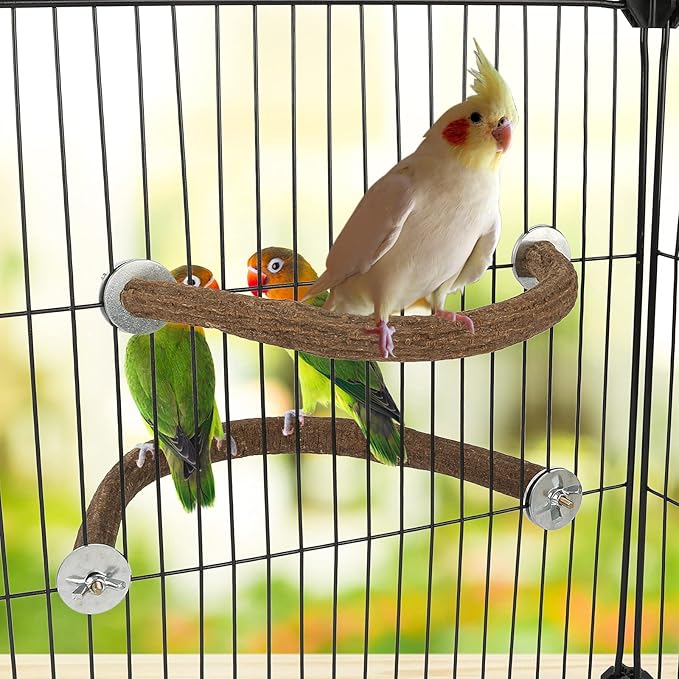 Rypet Natural Wood Bird Perch, U-Shaped Safe Chew & Rest Perch for Parakeets, Cockatiels, Lovebirds, Budgies & Small Conures – Durable Non-Toxic Cage Accessory