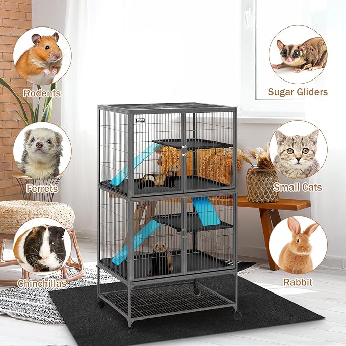 Drydiet 56" x 42" Ferret Playpen Mat, Under Pet Cage Liner, Absorbent/Waterproof Felt Pad for Ferret Cages, Bird Cage Reptile Aquariums, Dog Kennels, with Non-Slip Backing for Hard Floors