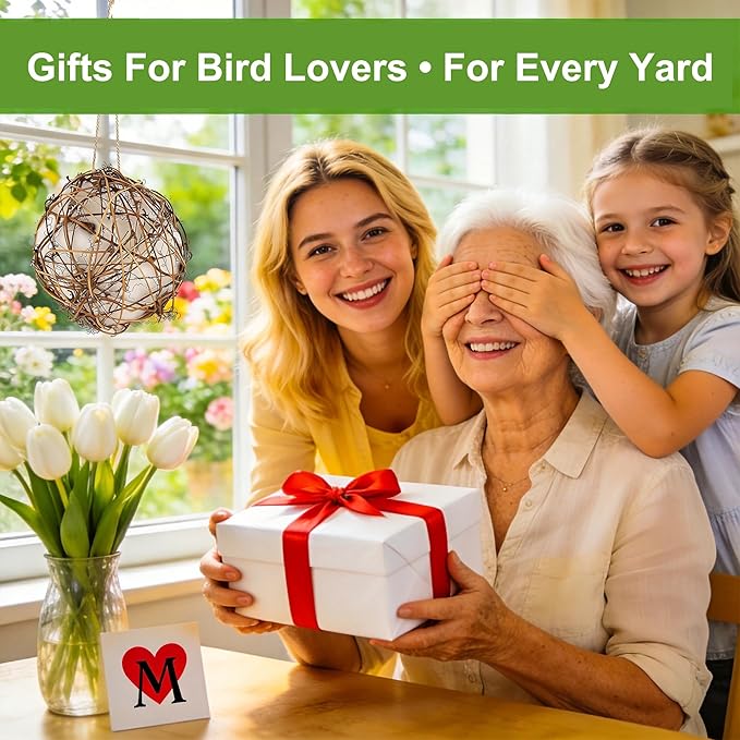 winemana Bird Nesting Material Holder for Hummingbirds, 3 Pack Natural Nesting Balls with Cotton Fibers for Wild Birds Outdoor Hummingbird House Gift for Bird Lovers Refillable