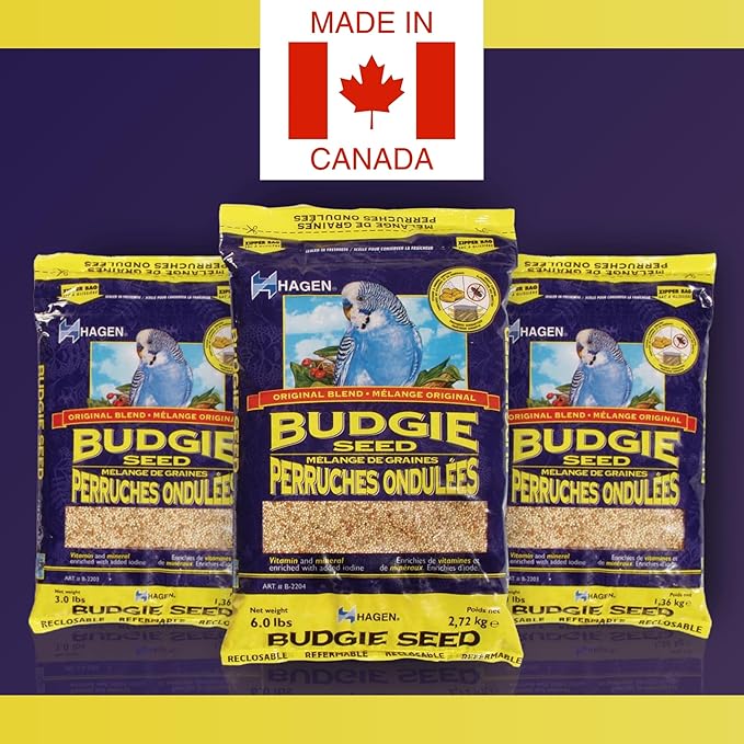 Hagen Parakeet/Budgie Staple White Millet Bird Seed Seed – Premium Blend, Nutritionally Balanced, Fortified with Vitamins & Minerals, Dust-Free Mix for Budgies, 25 lb Bag