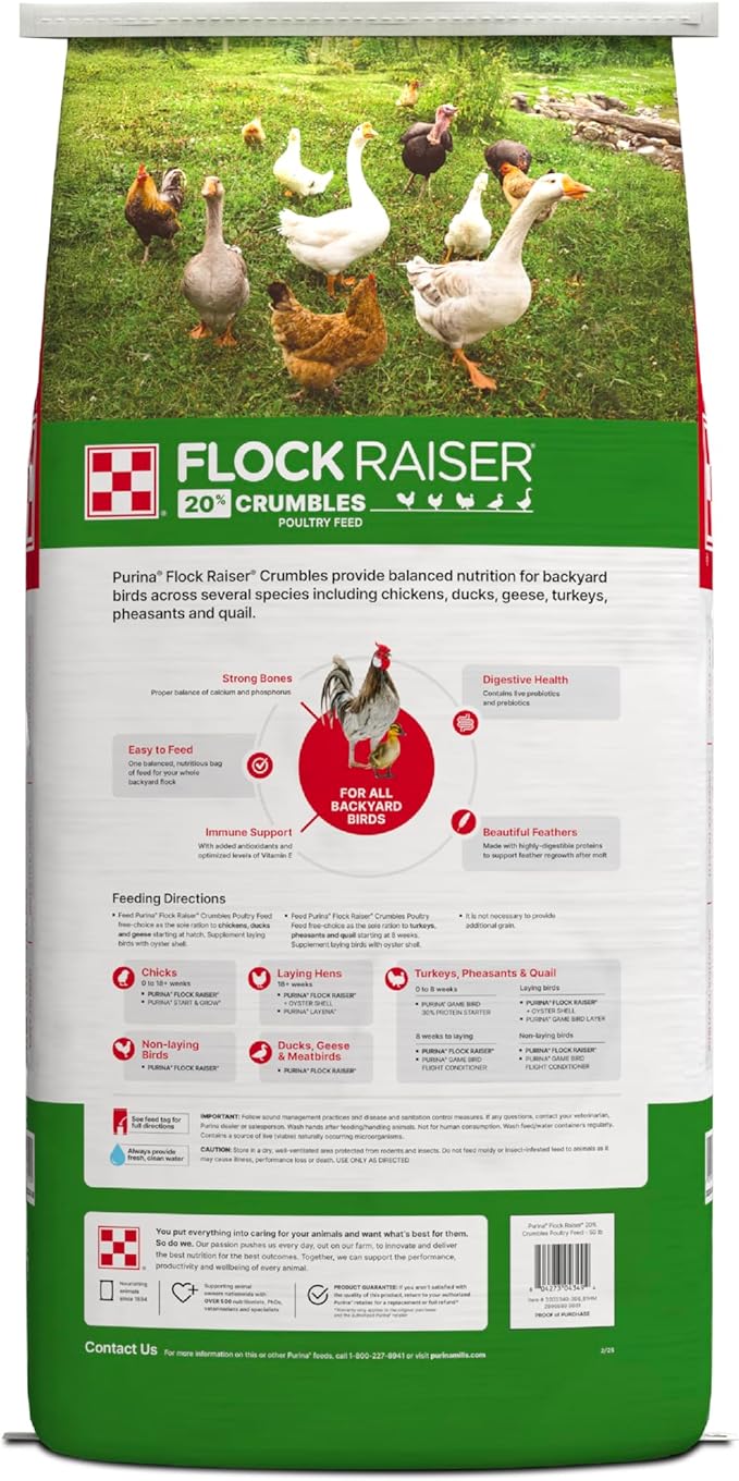 Purina | Flock Raiser Crumbles Poultry Feed | 50 Pound (50 LB) Bag