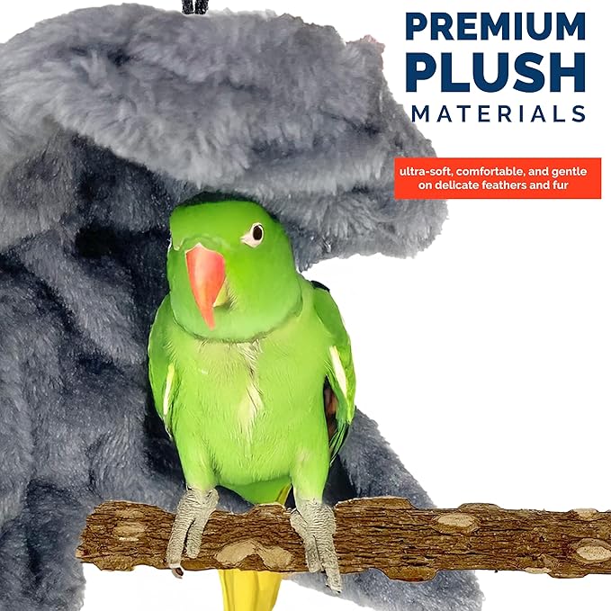 Bird Corner Fleece Blanket – Soft Cozy Cage Liner for Parrots, Conures, Cockatiels & Small Birds – 6-Inch Gray Hammock Snuggle Hut – Winter Warm Bird Cage Accessory (Medium)
