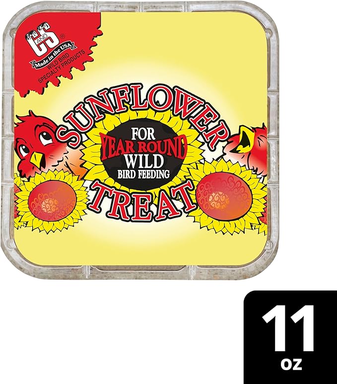 C&S Sunflower Suet Treat, for Chickadees, Nuthatches, Tufted Titmice, Woodpeckers, Wrens, Warblers, Brown Creepers, Northern Flickers, Pine Grosbeaks, Jays and More, 11 Ounces, Pack of 8