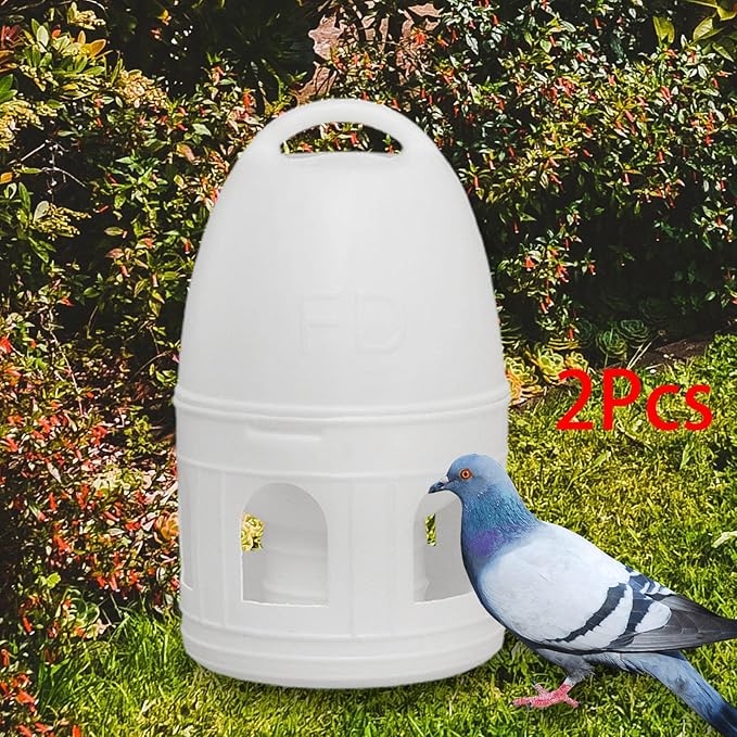 Fenteer 2X Bird Water Drinker, Parakeet Dove Parrot Duck Pigeon Water Dispenser Automatic Feeder, Large Capacity Waterer with Hanging Handle.