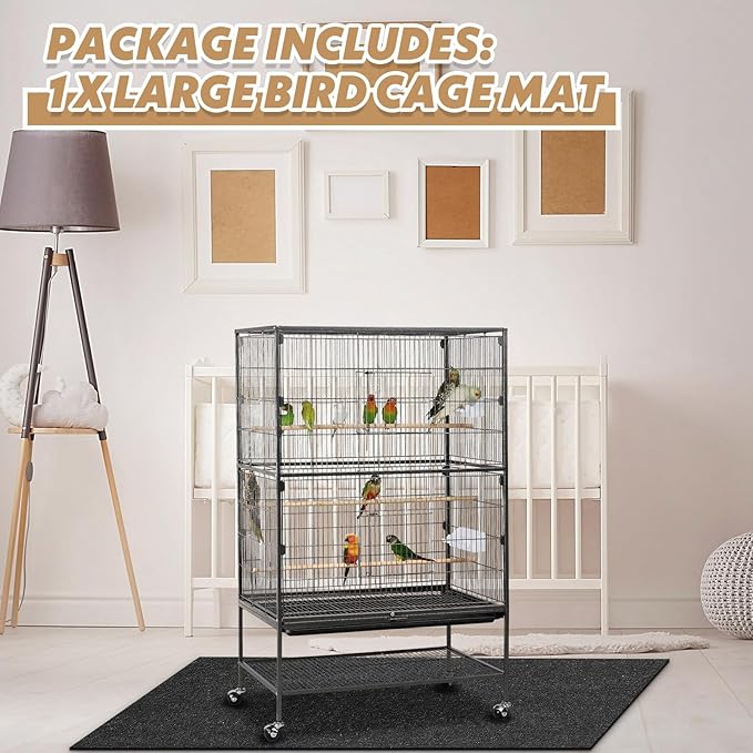 Nuanchu Large Bird Cage Mat, 48 x 48 Inch Under Pet Cage Mat, Absorbent/Waterproof Felt Pad for Bird Cages, Reptile Aquariums, Dog Kennels, with Non-Slip Backing for Hard Floors and Surfaces