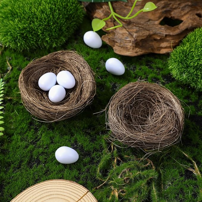 Milisten 16pcs Simulated Bird Nest Mini Artificial Bird Nest Fake Ornament for Christmas Tree Decor Wedding House Home Crafts Garden Moss Easter Party Decor