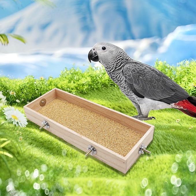 Bird Cage Accessories, Wooden Food Dish for Small to Medium Birds, Bird Feeder for Cage, Food Bowl for Budgie, Cockatiel, Lovebird, Conure, Parakeet, Canary, Kakariki