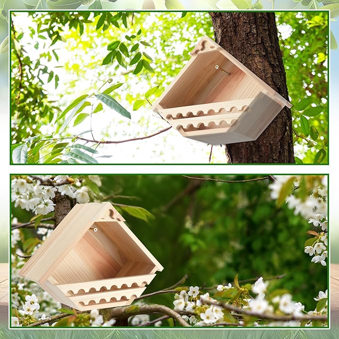 DoubleFill 2 Pcs Cedar Dove Nesting Box Bird House Outdoor Wood Triangular Opening Bird Box House for Doves Nesting and Roosting Platform Garden Decoration