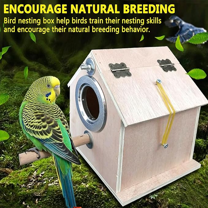 kathson Parakeet Nesting Box,Bird Nest House,Parrots Breeding Mating Hut,Cockatiel Nesting Box for Budgie,Lovebirds,Conure,Canary,Finch and Small Medium Birds,L