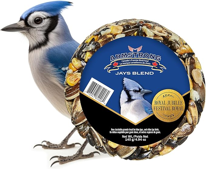 Armstrong Wild Bird Food Royal Jubilee Jays Blend Granola Stack, 4.94oz – High-Energy Treat with Sunflower Seeds, Peanuts & Corn - Ideal for Granola Stack Feeders