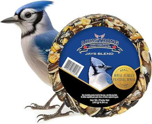 Armstrong Wild Bird Food Royal Jubilee Jays Blend Granola Stack, 4.94oz – High-Energy Treat with Sunflower Seeds, Peanuts & Corn - Ideal for Granola Stack Feeders