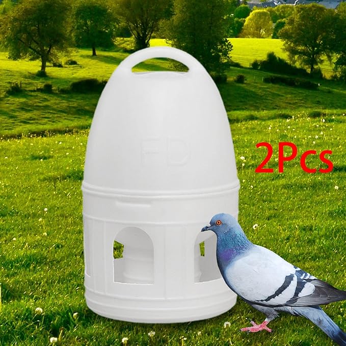 Fenteer 2X Bird Water Drinker, Parakeet Dove Parrot Duck Pigeon Water Dispenser Automatic Feeder, Large Capacity Waterer with Hanging Handle.