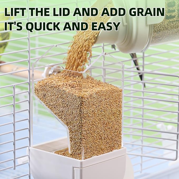 No Mess Parrot Automatic Feeder Anti-Scattering Bird Feeder for Cage Bird Food Bowl Container Parakeet Cage Accessories Finch Lovebirds Budgies Canary (Round Roofs)