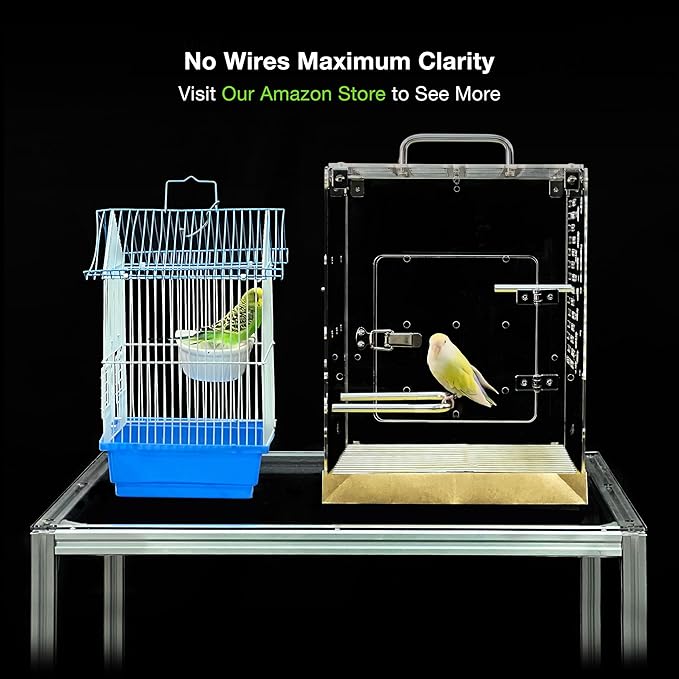 GuineaLoft™ Acrylic Bird Cage Model-ETO, Crystal Clear, 360° Panoramic View, Portable & Easy Clean Design with Canvas Bottom- Visit the GuineaLoft Store