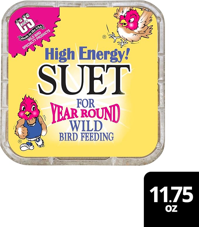 C&S High Energy Suet Treat, Wild Bird Food for Woodpeckers, Nuthatches, Chickadees and Jays, 11.75 Ounces, Pack of 8