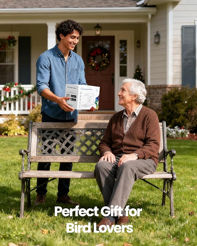 Smart Bird Feeder with Camera, AI Identifies 16,000+ Birds, Solar Powered, 2.5K HD, Auto Capture & Notify, Ideal Gift for Bird Lovers