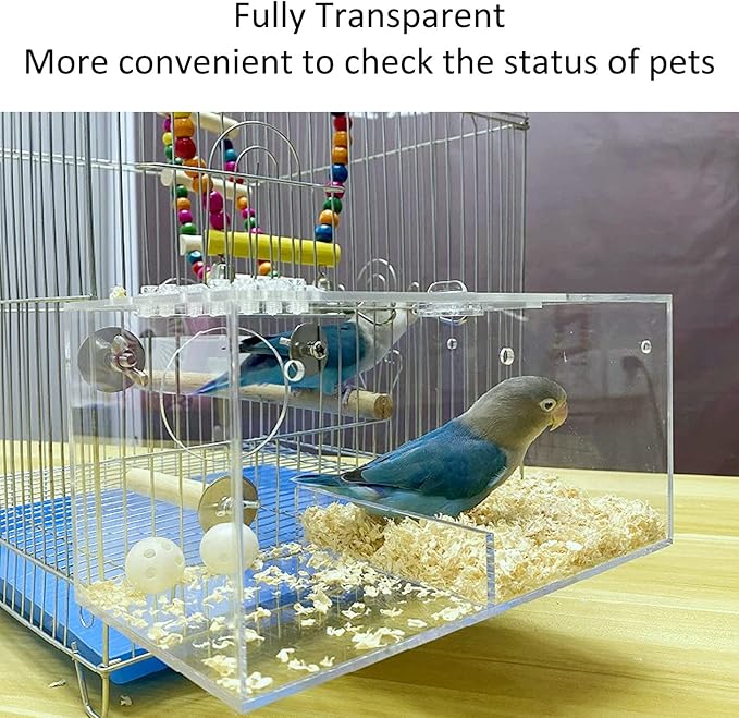 Breeding Nest for Birds, Acrylic Bird Breeding Box Transparent Parrot Nesting Box with Standing Pole and Padding