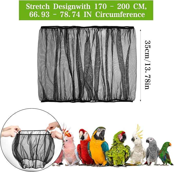 2-Pack Bird Cage Net,Adjustable Bird Net for Cage,Birds Cages Seeds Catchers for Round & Square Large Cages, Fits Parakeets, Cockatiels & More