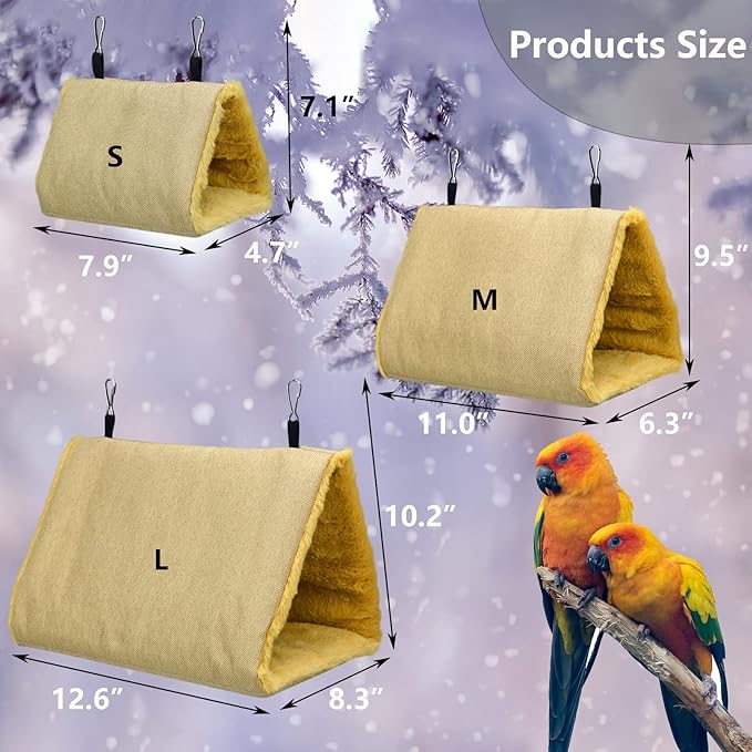 Winter Warm Bird Nest Hammock Swing Fluffy Sleeping Bed Parrot Hideaway Shed Hut House for Cockatiels Parakeet Budgies African Grey Hamster Ferret