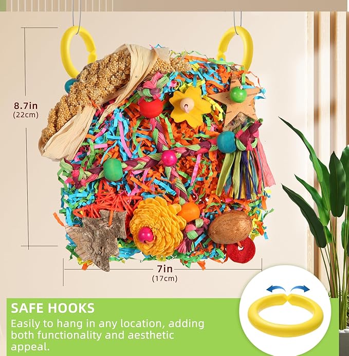 Bird Toys, Parakeet Toys Bird Foraging Toys Grass Mat Climbing Wall for Parakeet,Parrot,Cockatiel,Conure,Lovebird,Budgie Cage Small to Medium Birds (Twinkle Star)