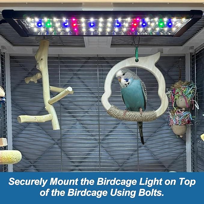 Bird Cage Light,Bird Lamp,Bird Lighting Timed Lighting Off,Full Spectrum LED Pet Light,Simulates Natural Environment,Birdcage Accessories,for All Kinds Captive Birds