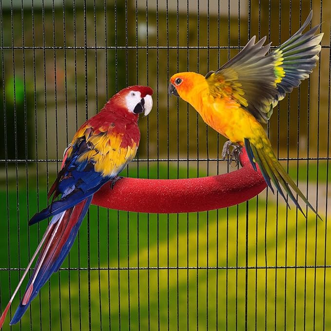FrgKbTm U Shape Parrot Perch Stand Toy Bird Platform Sand Paw Grinding Clean Stick Exercise Conure Budgie Cockatiel Cage Accessories (Red)