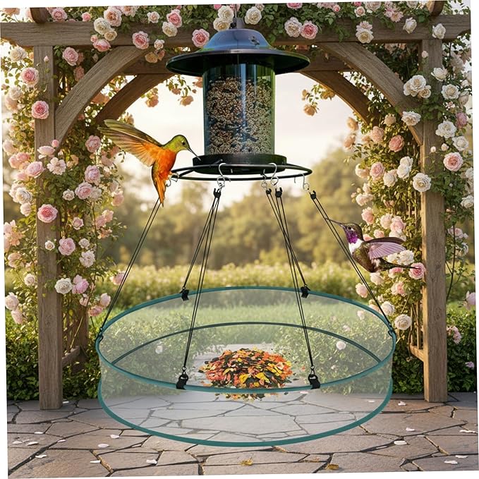 Bird Seed Catcher Tray Feeder 2 Pcs 20 Inch Mesh Hanging Bird Feeders for Outdoor Garden Use