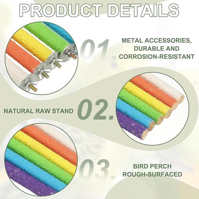 Bird Perch Stand, Wooden Parrot Perch Stand Toy, Paw Grinding Stick, Bird Cage Accessories, 7.48 x 3.94in (Orange, 2 Pcs) Birds Toys Intended for Cage/Parakeets/Conure/Budgie
