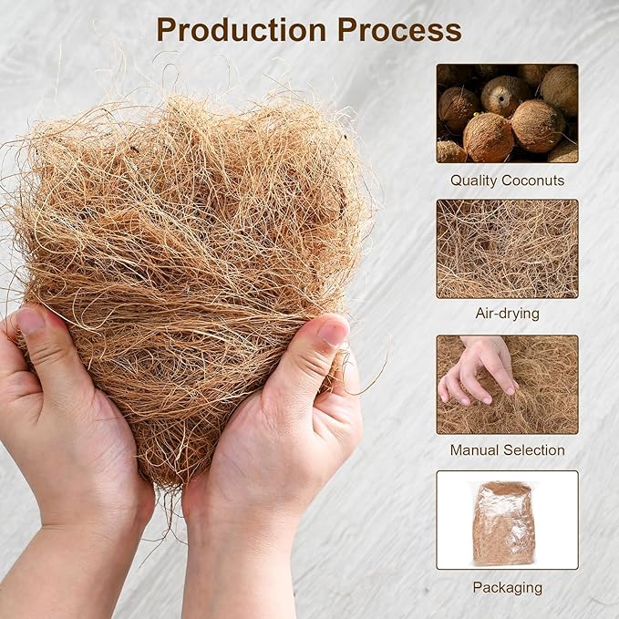 Sukh 3PCS Coconut Fiber for Bird Nest - Canary Nesting Material Coconut Bird Nest Finch Coconut Fiber Loose Bedding Substrate for Laying Eggs,Resting Materials for Birds, Hummingbird Parakeet
