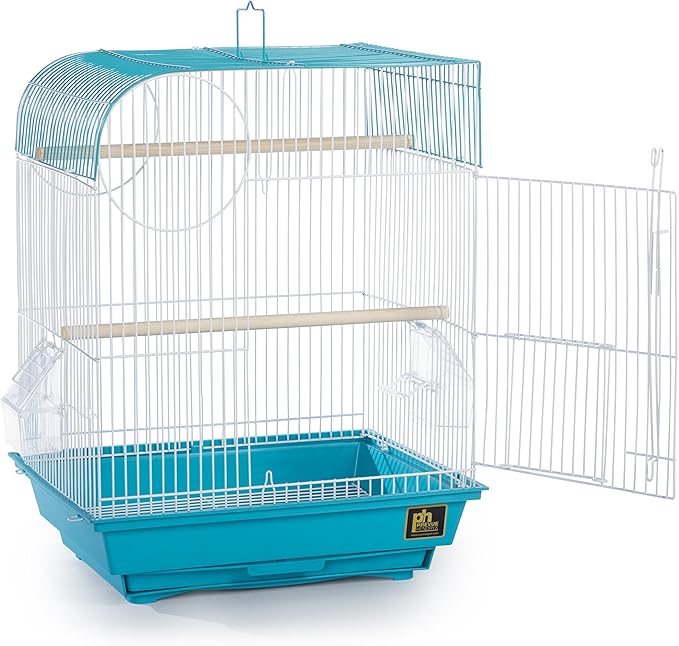 Prevue Pet Products South Beach Flat Top Bird Cage - Ideal for Finches, Canaries, Budgies, and Similarly Sized Birds, Minimal Assembly, Made of Powder-Coated Steel Wire Mesh - Teal